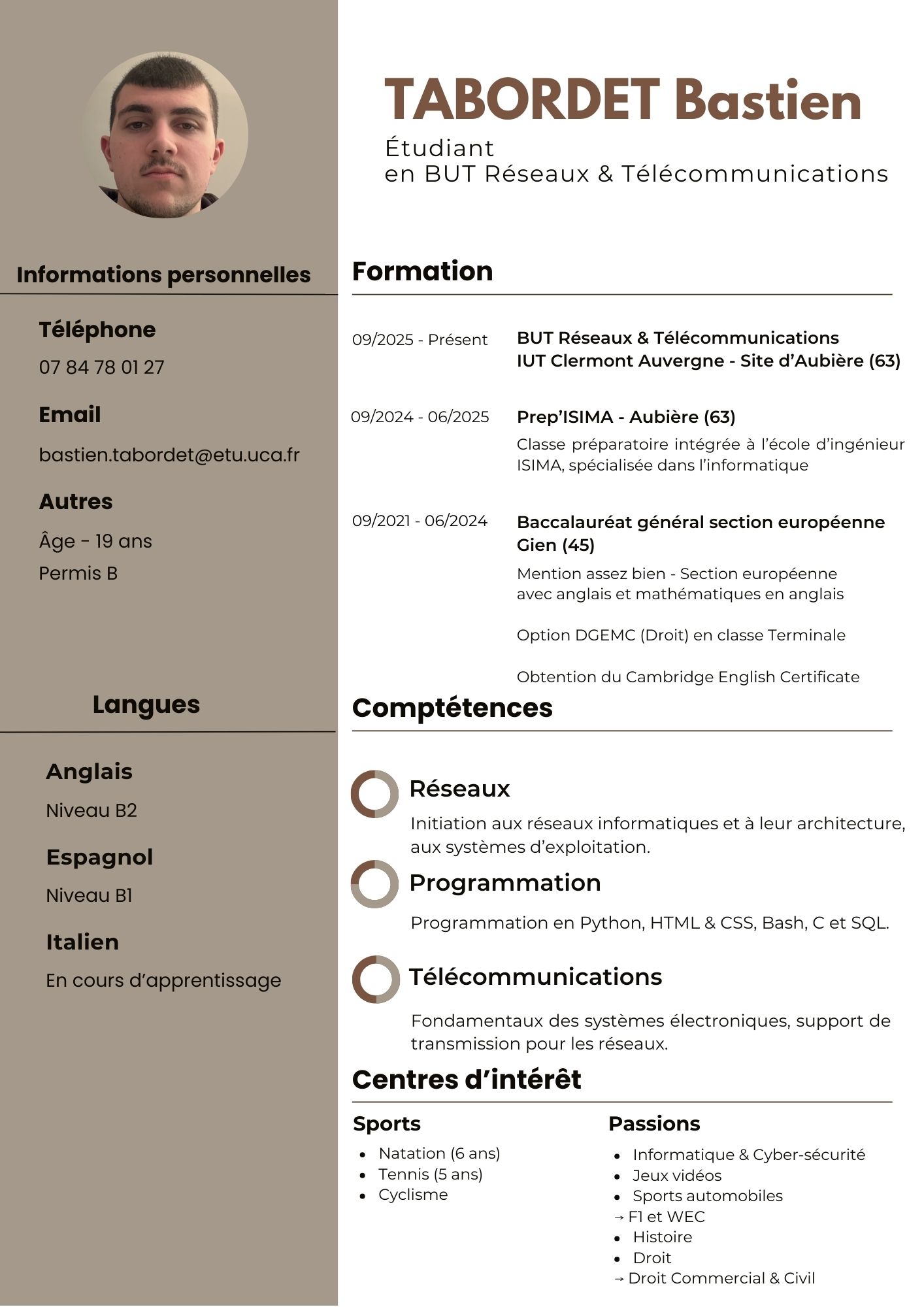 CV de Bastien TABORDET